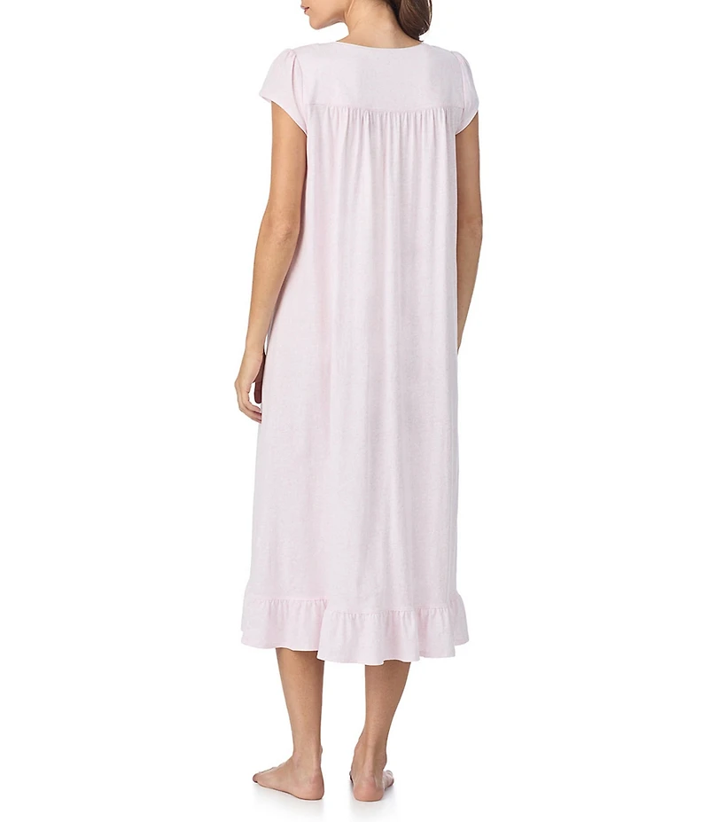 Eileen West Floral Print Cap Sleeve Sweetheart Neck Jersey Knit Ballet Nightgown
