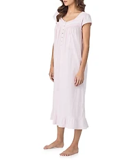 Eileen West Floral Print Cap Sleeve Sweetheart Neck Jersey Knit Ballet Nightgown