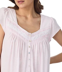 Eileen West Floral Print Cap Sleeve Sweetheart Neck Jersey Knit Ballet Nightgown