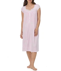 Eileen West Floral Print Cap Sleeve Sweetheart Neck Jersey Knit Waltz Nightgown