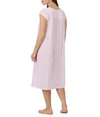 Eileen West Floral Print Cap Sleeve Sweetheart Neck Jersey Knit Waltz Nightgown