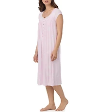 Eileen West Floral Print Cap Sleeve Sweetheart Neck Jersey Knit Waltz Nightgown