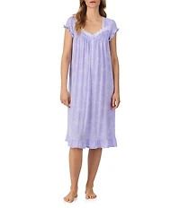 Eileen West Floral Print Cap Sleeve Sweetheart Neck Jersey Knit Waltz Nightgown
