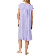 Eileen West Floral Print Cap Sleeve Sweetheart Neck Jersey Knit Waltz Nightgown