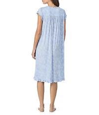 Eileen West Floral Print Cap Sleeve Sweetheart Neck Jersey Knit Waltz Nightgown