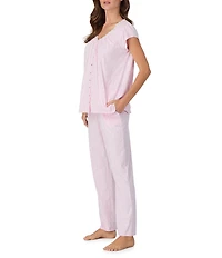 Eileen West Floral Print Cap Sleeve V-Neck Knit Long Pajama Set