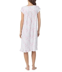 Eileen West Floral Print Cap Sleeve V-Neck Pointelle Waltz Nightgown
