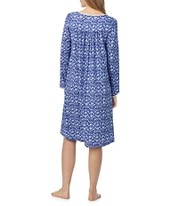 Eileen West Floral Print Long Sleeve Scoop Neck Jersey Knit Waltz Nightgown