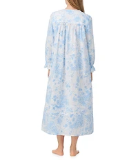 Eileen West Floral Print Long Sleeve Scoop Neck Woven Cotton Ballet Nightgown