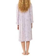 Eileen West Floral Print Long Sleeve Sweetheart Neck Jersey Knit Waltz Nightgown