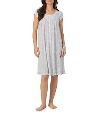 Eileen West Floral Print Modal Jersey Knit Cap Sleeve Scoop Neck Waltz Nightgown