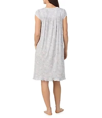 Eileen West Floral Print Modal Jersey Knit Cap Sleeve Scoop Neck Waltz Nightgown