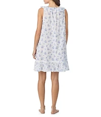 Eileen West Floral Print Sleeveless Ruffled Scoop Neck Woven Chemise