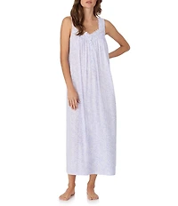 Eileen West Floral Print Sleeveless Sweetheart Neck Jersey Knit Ballet Nightgown