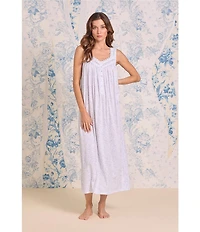 Eileen West Floral Print Sleeveless Sweetheart Neck Jersey Knit Ballet Nightgown