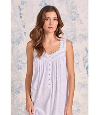 Eileen West Floral Print Sleeveless Sweetheart Neck Jersey Knit Ballet Nightgown