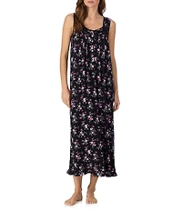 Eileen West Floral Print Sleeveless Sweetheart Neck Jersey Knit Ballet Nightgown