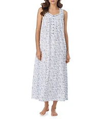 Eileen West Floral Print Sleeveless Sweetheart Neck Jersey Knit Ballet Nightgown