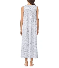 Eileen West Floral Print Sleeveless Sweetheart Neck Jersey Knit Ballet Nightgown