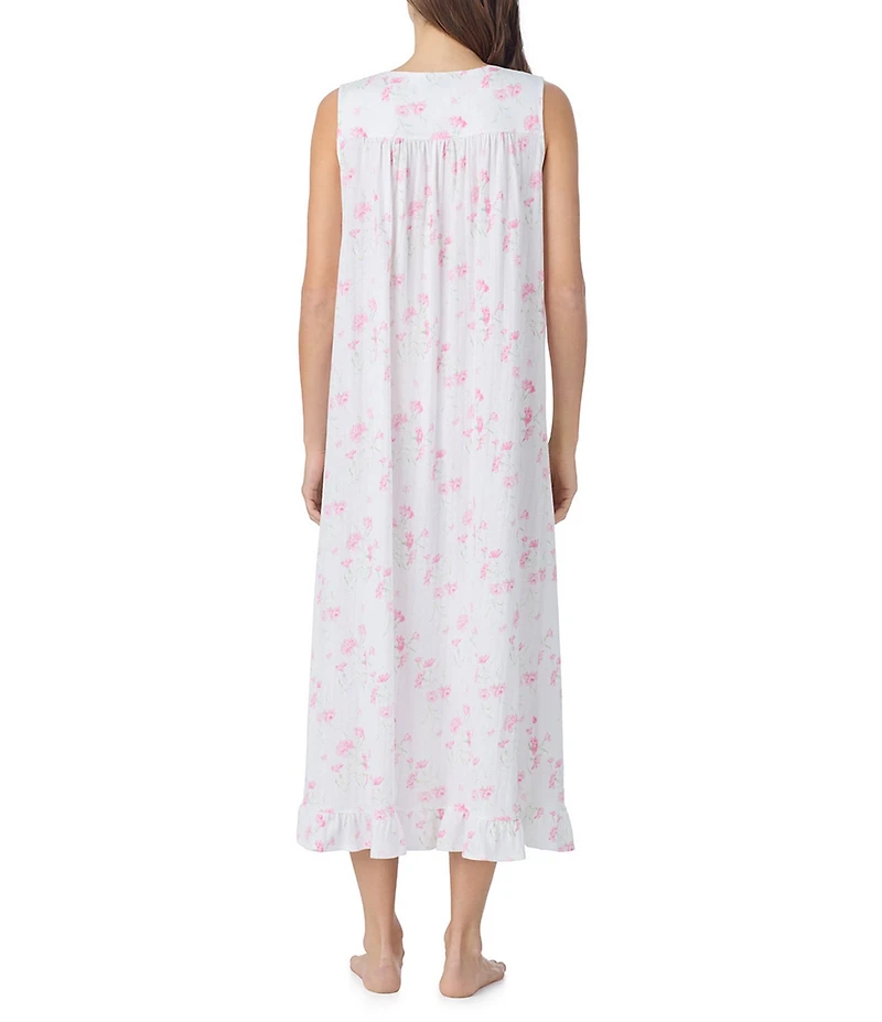 Eileen West Floral Print Sleeveless Sweetheart Neck Pointelle Ballet Nightgown