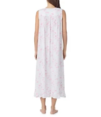 Eileen West Floral Print Sleeveless Sweetheart Neck Pointelle Ballet Nightgown