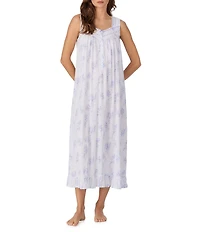 Eileen West Floral Print Sleeveless Sweetheart Neck Pointelle Knit Ballet Nightgown