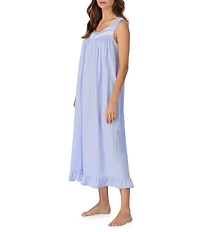 Eileen West Floral Print Sleeveless Sweetheart Neck Pointelle Knit Ballet Nightgown