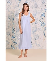 Eileen West Floral Print Sleeveless Sweetheart Neck Pointelle Knit Ballet Nightgown
