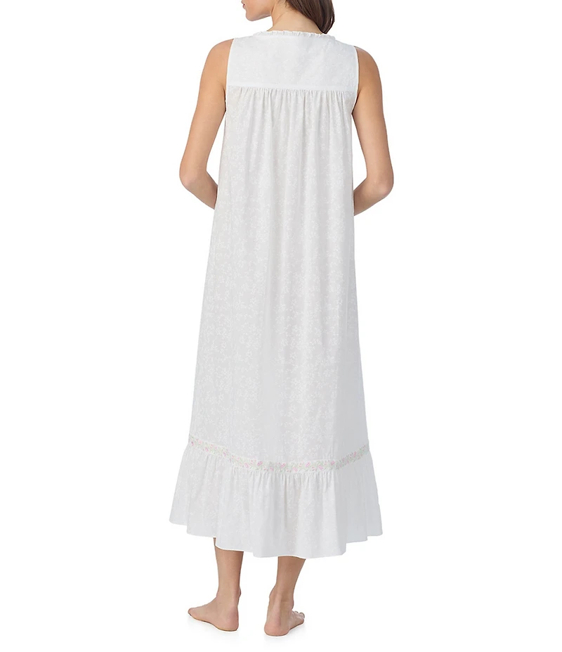 Eileen West Floral Print Sleeveless Sweetheart Neck Woven Ballet Nightgown