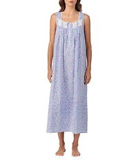 Eileen West Floral Print Sleeveless Sweetheart Neck Woven Ballet Nightgown