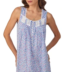 Eileen West Floral Print Sleeveless Sweetheart Neck Woven Ballet Nightgown