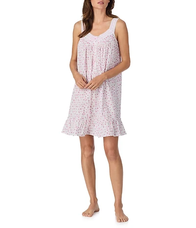 Eileen West Floral Print Sleeveless Sweetheart Neck Woven Chemise