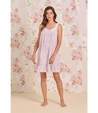 Eileen West Floral Print Sleeveless Sweetheart Neck Woven Chemise