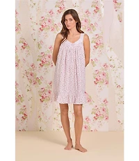 Eileen West Floral Print Sleeveless Sweetheart Neck Woven Chemise