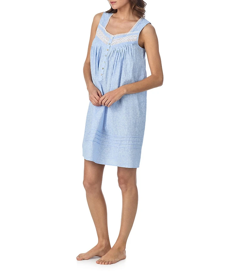 Eileen West Floral Print Sleeveless Sweetheart Neck Woven Chemise