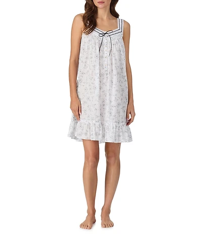 Eileen West Floral Print Sleeveless Sweetheart Neck Woven Chemise