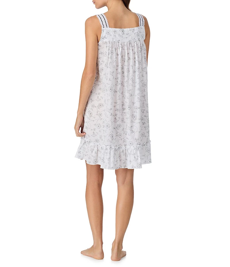 Eileen West Floral Print Sleeveless Sweetheart Neck Woven Chemise