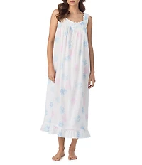 Eileen West Floral Print Sleeveless Sweetheart Neck Woven Lawn Ballet Nightgown