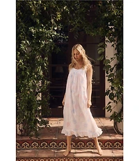 Eileen West Floral Print Sleeveless Sweetheart Neck Woven Lawn Ballet Nightgown