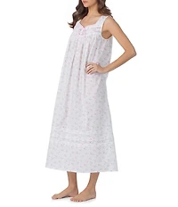 Eileen West Floral Print Sleeveless Sweetheart Neck Woven Lawn Ballet Nightgown
