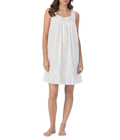 Eileen West Floral Print Sleeveless Sweetheart Neck Woven Short Chemise