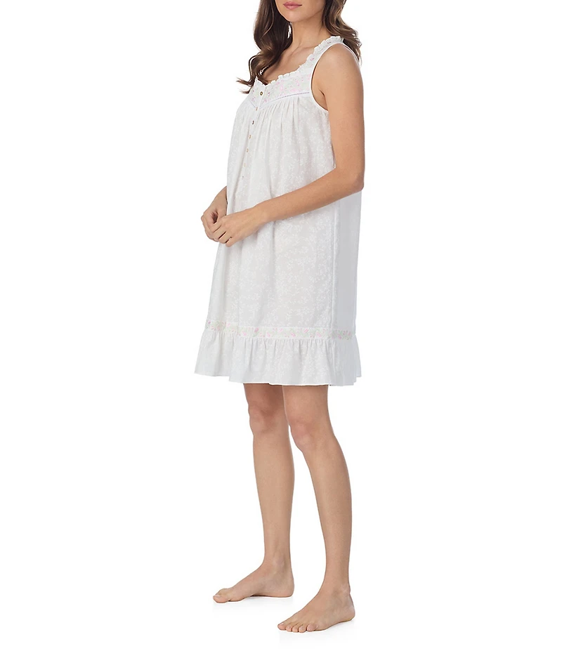 Eileen West Floral Print Sleeveless Sweetheart Neck Woven Short Chemise