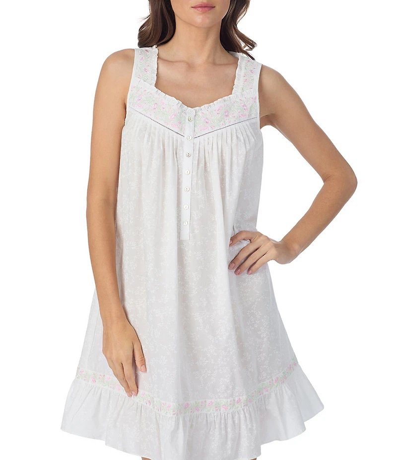 Eileen West Floral Print Sleeveless Sweetheart Neck Woven Short Chemise