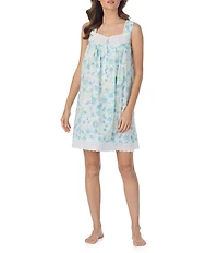 Eileen West Floral Print Sleeveless Sweetheart Neck Woven Short Chemise
