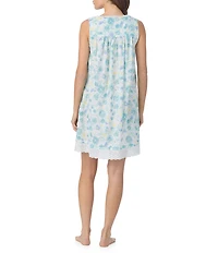 Eileen West Floral Print Sleeveless Sweetheart Neck Woven Short Chemise