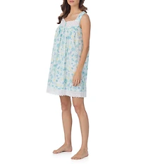 Eileen West Floral Print Sleeveless Sweetheart Neck Woven Short Chemise