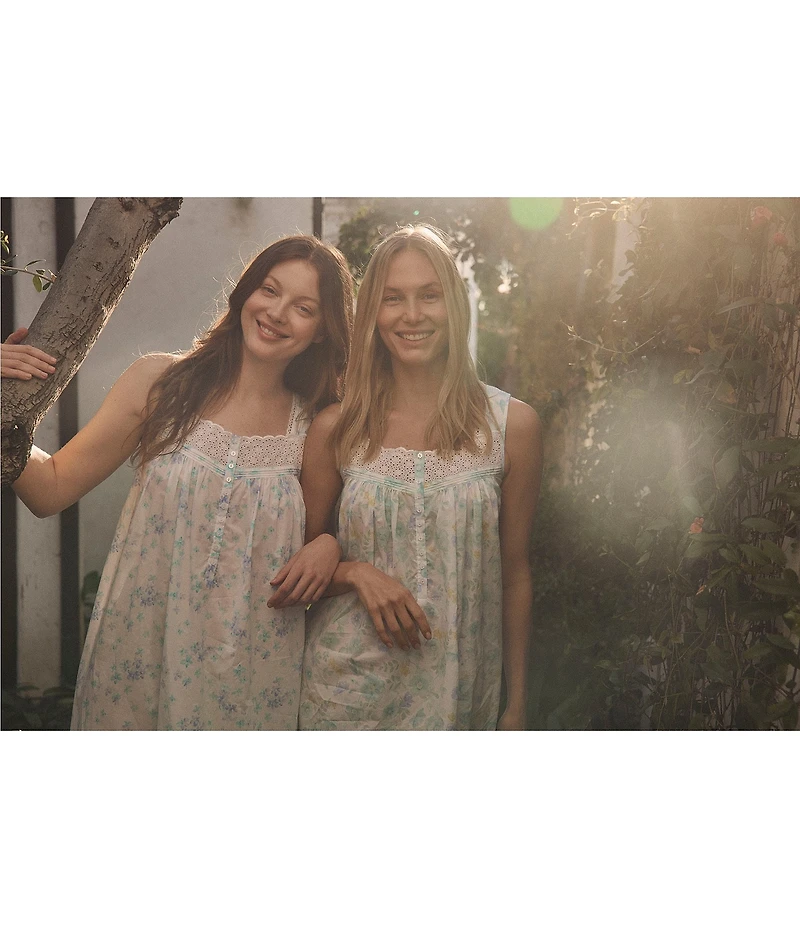 Eileen West Floral Print Sleeveless Sweetheart Neck Woven Short Chemise