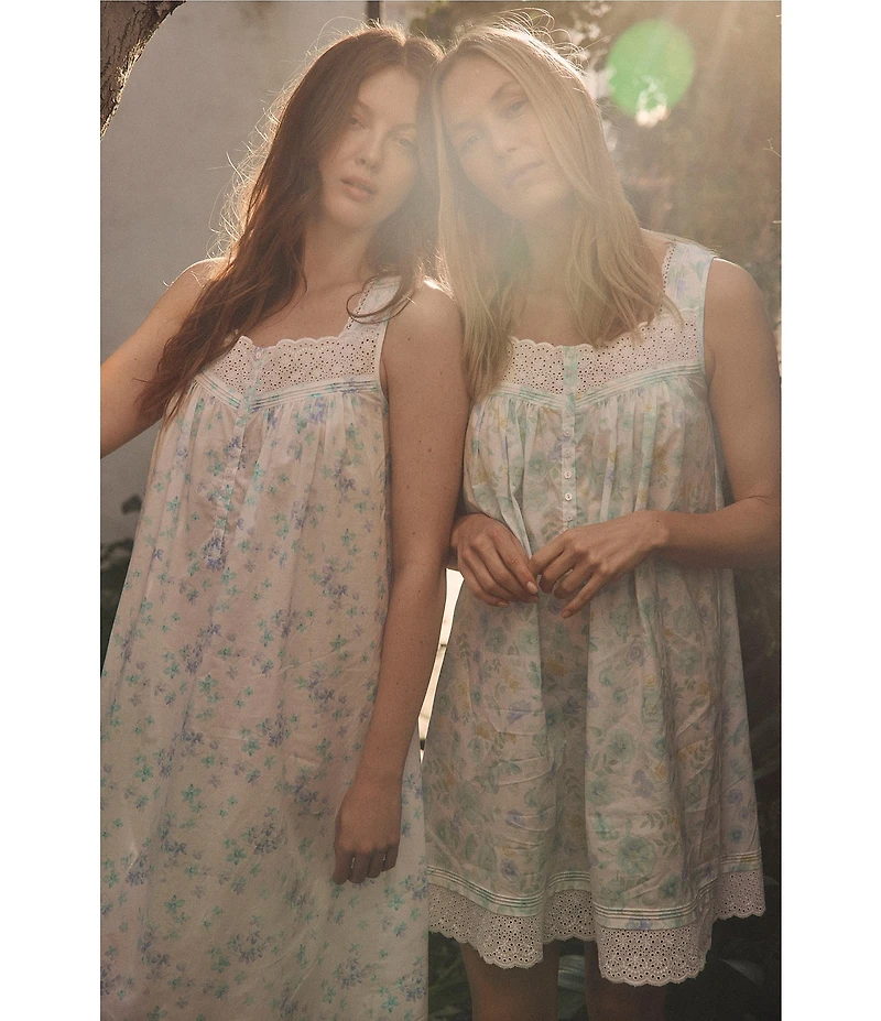 Eileen West Floral Print Sleeveless Sweetheart Neck Woven Short Chemise