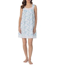 Eileen West Floral Print Sleeveless Sweetheart Neck Woven Short Chemise