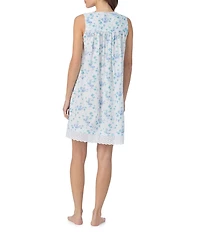 Eileen West Floral Print Sleeveless Sweetheart Neck Woven Short Chemise